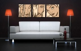 Ručne maľovaný POP Art obraz LICHTENSTEIN 3 dielny  li2