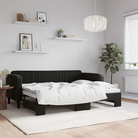 Denná posteľ s rozkladacou posteľou čierna 80x200 cm zamat 3197060