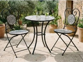 Záhradný set s motívom mozaiky Mosaic, čierny/biely%