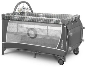Lionelo - Cestovná postieľka FLOWER Šedá Scandi