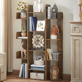 Knižnica, regál s 13 priehradkami, rustikálna hnedá