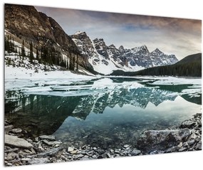 Obraz - jazero v zime (90x60 cm)
