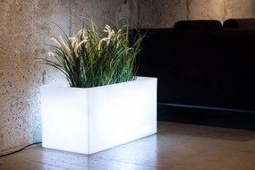 Biely kvetináč LUNGO s osvetlením LED 75 x 38 cm