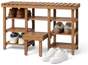 Vysoká sedacia lavica na topánky so sklápacím rebríkom