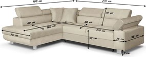 Rohová sedacia súprava s funkciou spania FREDO ľavá Béžová