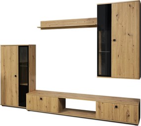 Obývacia stena Salsa, dub artisan/lamelový efekt