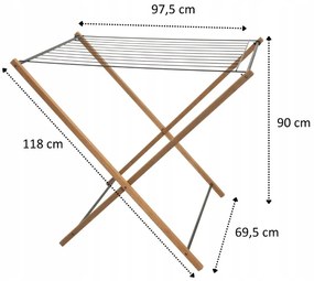 Erga Aurora Strong, drevený vešiak na sušenie bielizne 97,5x69,5x90 cm na postavenie, hnedá-čierna, ERG-SEP-1002SEPSULUNA