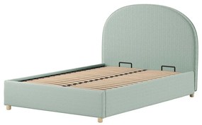 Zelená čalúnená dvojlôžková posteľ s úložným priestorom s roštom 140x200 cm Moon – Vipack