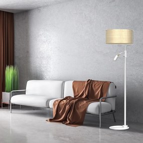 Stojacia lampa Marshall, 1x ratanové tienidlo + 1x biele kovové tienidlo, w/g