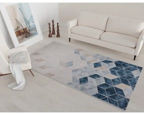 Tmavomodro-krémový prateľný koberec 150x80 cm - Vitaus