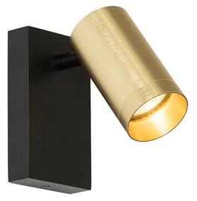 Nástenná lampa čierna so zlatom nastaviteľná s vypínačom - Jeana Luxe