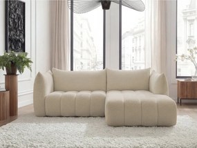 Béžová rohová pohovka z textílie buklé (pravý roh/s leňoškou) Azra – Bobochic Paris