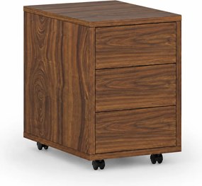 Kancelársky mobilný kontajner PRIMO WOOD, PUSH-lock, 3 zásuvky, orech