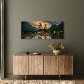 Obraz - jazero v horách (120x50 cm)