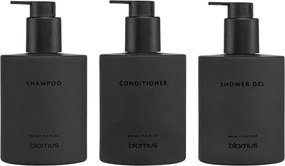 Čierne nástenné sklenené dávkovače mydla v súprave 3 ks 350 ml Kirei – Blomus