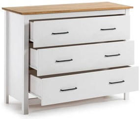 Biela nízka komoda z borovicového dreva 100x80 cm Miranda – Marckeric