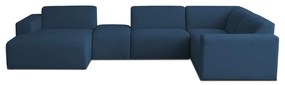 Tmavomodrá rohová pohovka z textílie buklé (do "U") Roxy – Scandic