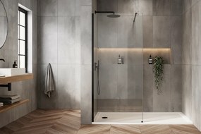 Bezrámová sprchová zástena REA FLEXI BLACK 140 cm, čierna/transparent - bez vaničky