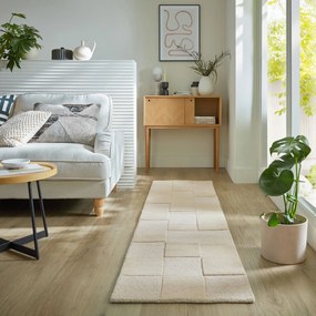 Flair Rugs koberce Behúň Moderno Checkerboard Natural - 60x230 cm