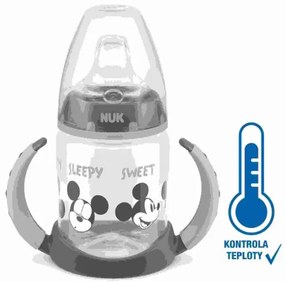 NUK Dojčenská fľaša na učenie NUK Disney Mickey s kontrolou teploty 150 ml sivá
