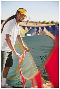 Samorozkladací kempingový stan pre 2 osoby (zelená/žltá)  (100389319)