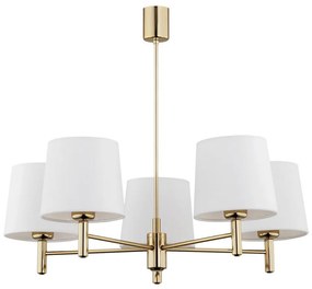 Argon 2106 - Luster na tyči PONTE 5xE27/15W/230V mosadz/krémová