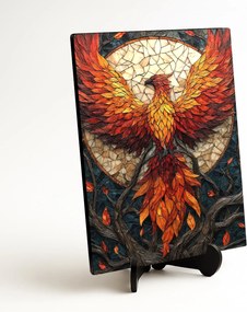 DUBLEZ | Mozaikový obraz na dreve - Vitrážny fénix