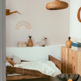 Tapeta nepravidelné biele bodky púdrovo ružová 280x50cm