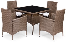 MultiGarden Súprava záhradného nábytku z technorattanu 4 stoličky + stôl MultiGarden