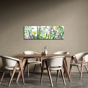 Obraz - Maľované lúčne kvety (s hodinami) (90x30 cm)