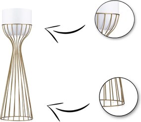 KOVOVÝ KVETINÁČ SO STOJANOM GLAM 68X20 CM BIELA/ZLATÁ