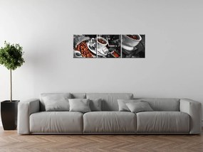 Gario Obraz s hodinami Káva arabica - 3 dielny Rozmery: 90 x 70 cm