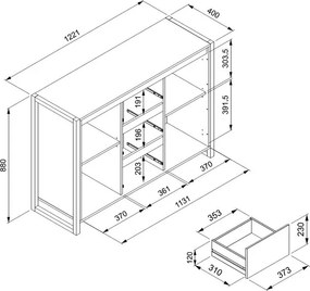 Komoda so zásuvkami Denver, dub artisan/antracit