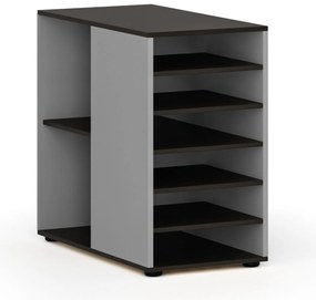 Prístavná policová skrinka k pracovnému stolu PRIMO GRAY, ľavá, sivá/wenge