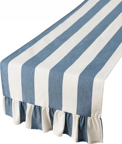 Bežec s volánom 40x160 cm farba produktu modrá látka vzorované