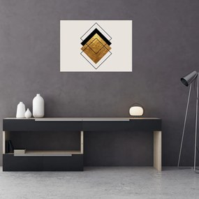 Obraz - Abstrakcia zlatá a biela N⁰1 (70x50 cm)