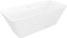 Mexen Tava, voľne stojaca ryhovaná vaňa 170 x 75 cm, biela lesklá, biely prepad, 52851707500-20