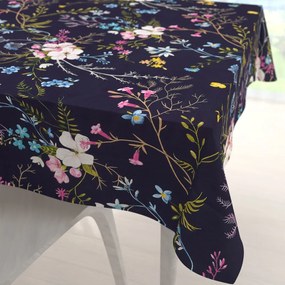 Biante Bavlnený štvorcový obrus Sandra SA-557 Modro-ružové kvety na tmavo modrom 60x60 cm