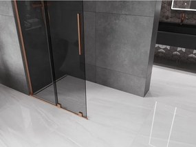 Mexen Velar L, posuvná sprchová zástena Walk-in 100 x 200 cm, 8mm šedé sklo, medená matná, 871-100-003-43-65