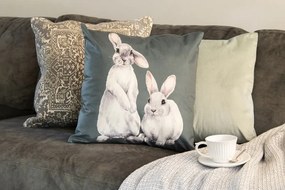 Zelená obliečka na vankúš so zajačikmi - 45*45 cm