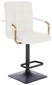 LuxuryForm DESIGN Barová stolička VERONA GOLD na čiernej hranatej základni - biela