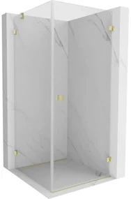 Mexen Lunar-B, pravostranný výklopný sprchový kút 80 x 80 cm, 8mm číre sklo, zlatý kartáčovaný - 832-080-080-55-00-P
