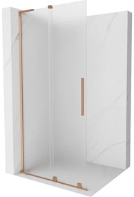 Mexen Velar L, posuvná sprchová zástena Walk-in 120 x 200 cm, 8mm sklo námraza, medená matná, 871-120-003-33-65