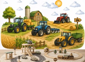 Traktory na farme nálepky na stenu za posteľou hárok 75 x 40 cm