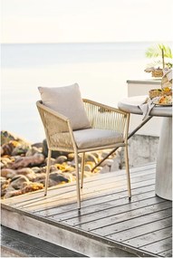 Béžová kovová/polstrovaná záhradná stolička Salerno – House Nordic