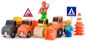Woody Sada autíčok Stavebné stroje na vláčikodráhu, mix farieb