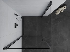 Mexen Pretoria Duo, sprchovací kút s 2-krídlovými dverami 90 (dvere) x 90 (dvere) cm, 6mm číre sklo, čierny profil, 852-090-090-70-00-02