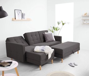 Rohová pohovka na spanie s pružinovým jadrom a lavicou s úložným priestorom