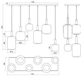 Redo 01-3215 - Luster na lanku BRINA 6xE27/23W/230V