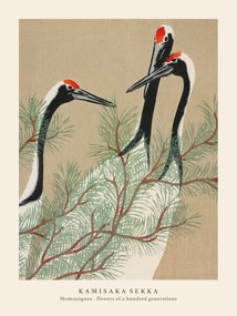 Obrazová reprodukcia Cranes (Special Edition Japandi Vintage) - Kamisaka Sekka, (30 x 40 cm)